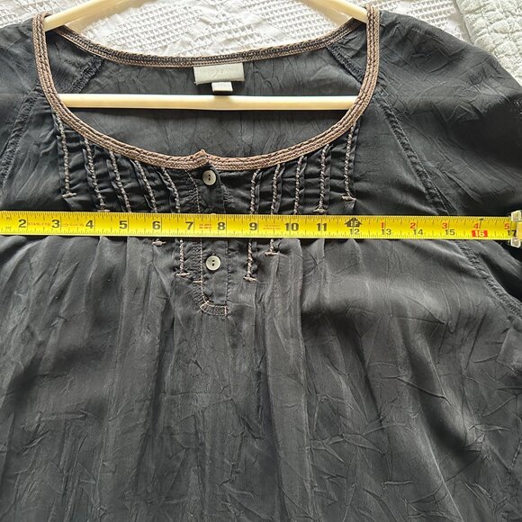 J. JILL Black Sheer Long Sleeve Peasant Top Size M - Picture 11 of 11